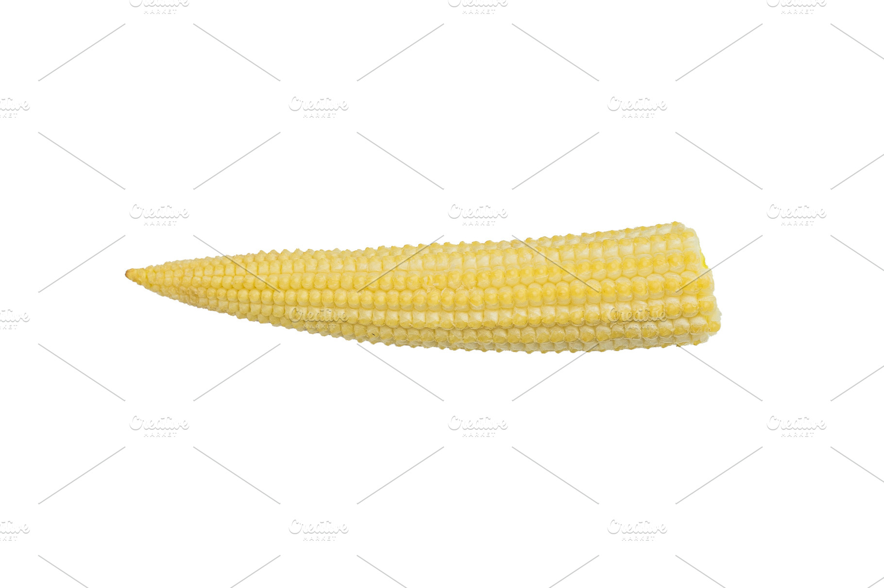 Whole uncooked baby corn cob with yellow texture isolated on whi, a Food & Drink Photo by composter-box@mail.ru