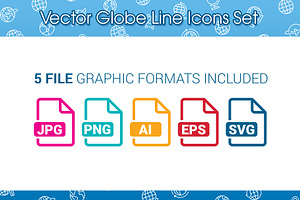 Vector Globe Line Icon Set