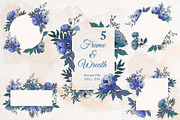 Blue Peony Flowers Set, a Decorative Illustration by Papatongartist (Thumbnail 6 of 6)