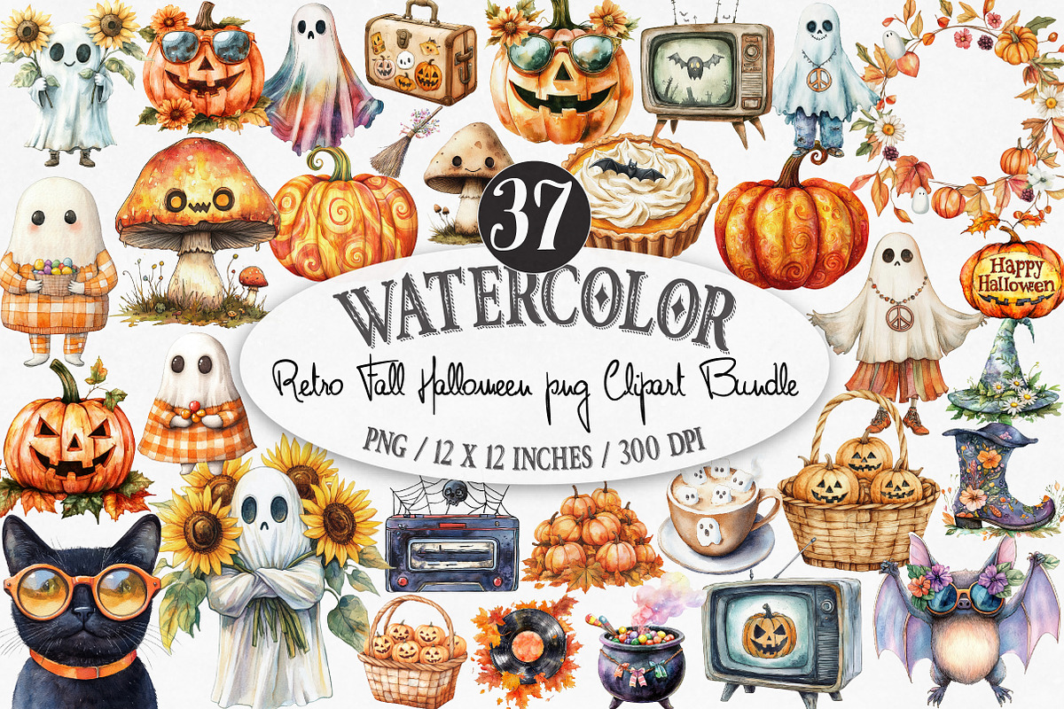 Retro Fall Halloween PNG Clipart, an Illustration by Designking (Photo 1 of 4)
