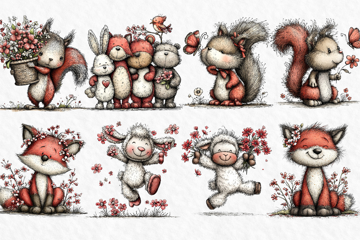Whimsical Spring Animals Clipart Png, an Illustration by Watercolor design (Photo 3 of 6)