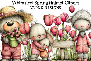 Whimsical Spring Animal Clipart, an Illustration by Daily.Designs
