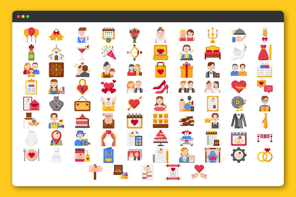 85 Wedding Icons, a Solid Icon by Flat Icons (Photo 6 of 7)