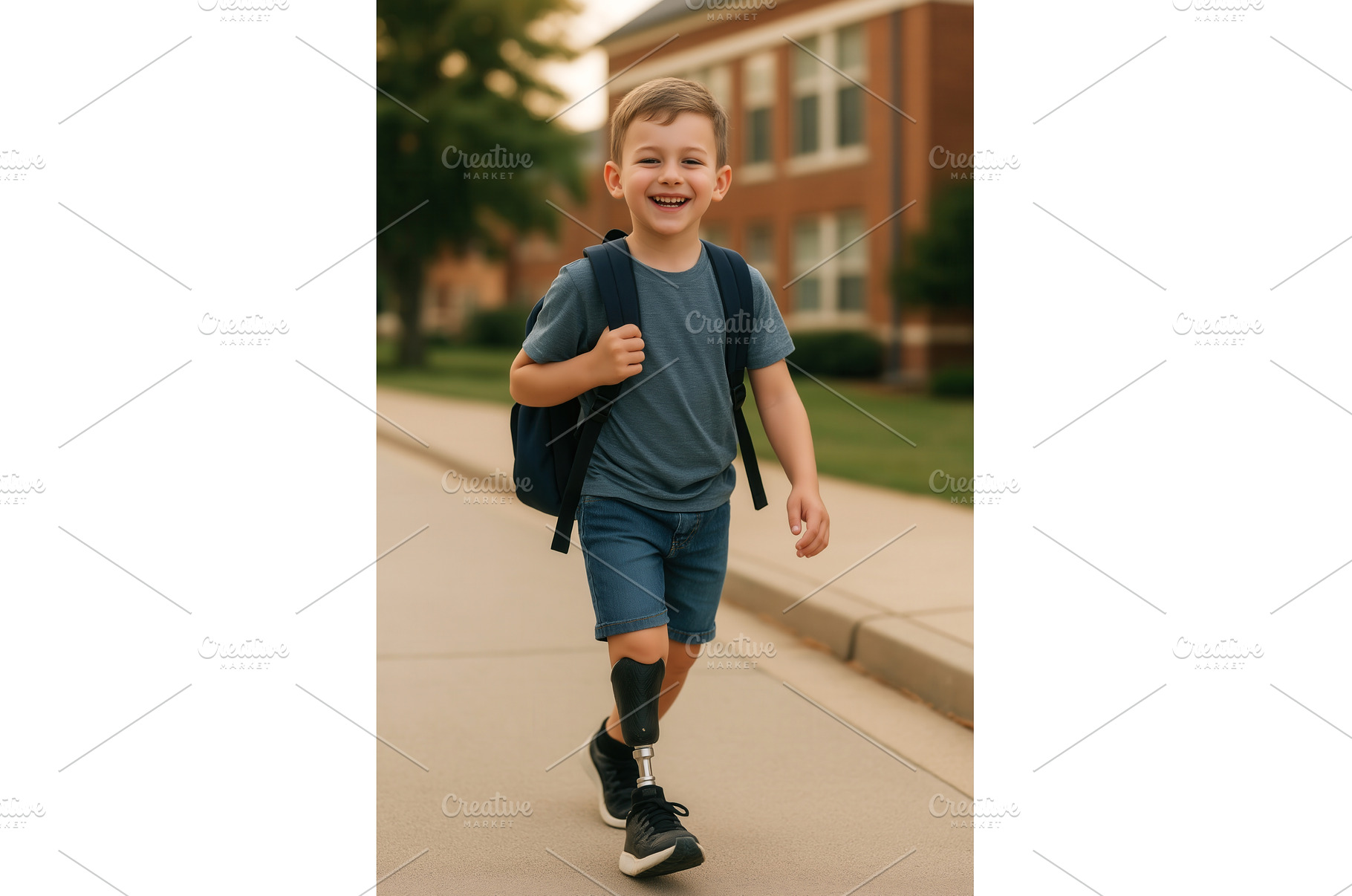 A young boy with a prosthetic leg, a School & Education Photo by Sergey Kotenev
