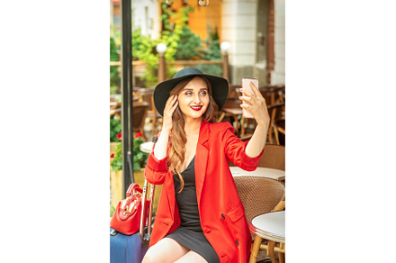 Tourist young caucasian woman in a, a Person Photo by okskukuruza