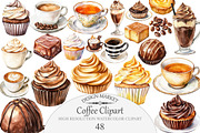 Watercolor coffee Clipart, an Illustration by Design Market (Thumbnail 1 of 5)