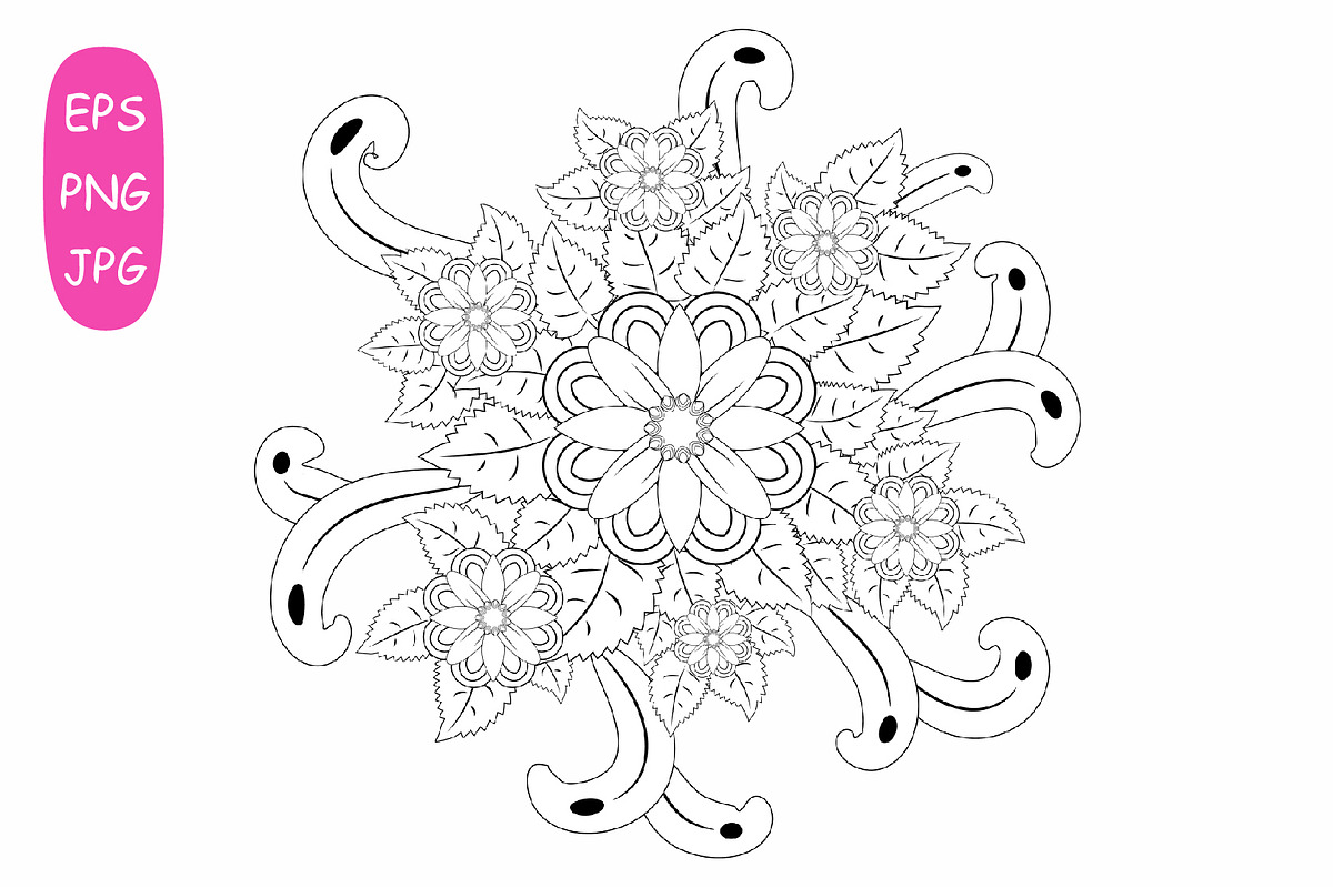 Flower Mandala: 5 Adult Coloring 2, a Poster Template by Michiru13 (Photo 2 of 6)