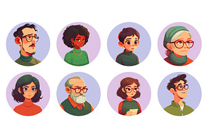 people portrait cartoon set. person, a Person Illustration by Stock-Smart-Start