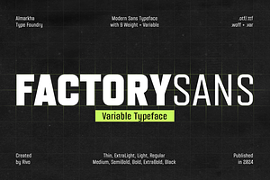 Factory Sans – Modern Sans Typeface, a Sans Serif Font by Almarkhatype