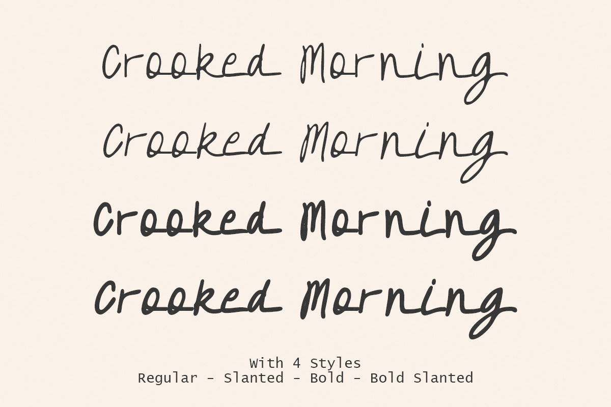 Crooked Morning Cozy Handwritten, a Handwritten Font by Littlehand (Photo 4 of 9)