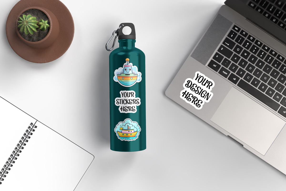 Stainless Steel Water Bottle Mockup, an Advertising Mockup by Rami's Mockups (Photo 4 of 9)