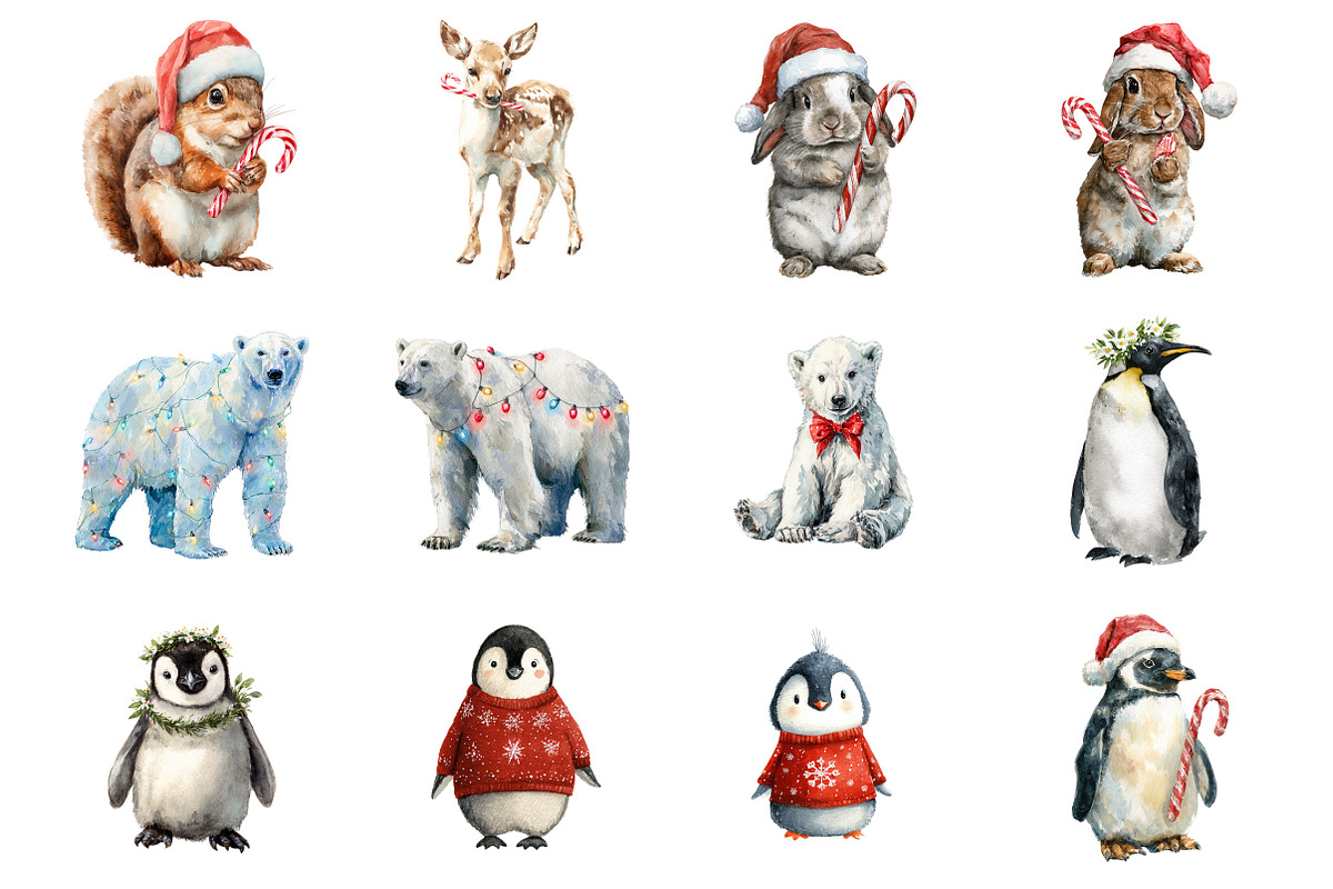 Christmas Animals Clipart, an Illustration by Design Market (Photo 3 of 3)