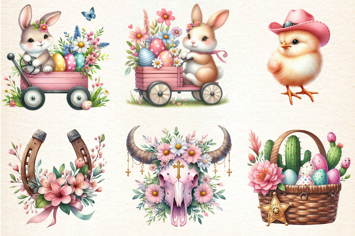Pink Western Easter Clipart, an Illustration by DreamArtGraphic (Photo 4 of 4)