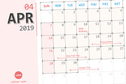 Calendar 2019 Planner Design, a Stationery Template by WORAKAMON Design Studio (Thumbnail 2 of 5)