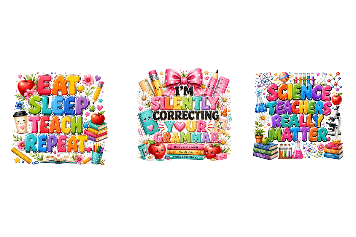 Colorful Teacher PNG Designs, a Seasonal Illustration by CreationArt (Photo 2 of 4)