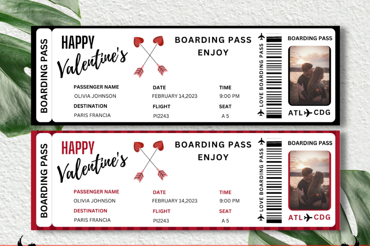 Boarding Pass for Valentine's Day, a Card Template by YasdeyDesigns (Photo 1 of 9)