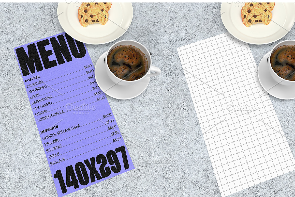 Posters and Menu Mockup, a Mockup by Quirko (Photo 2 of 6)