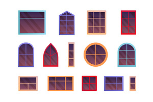 Cartoon windows frames. Windows, an Object Illustration by Stock-Smart-Start