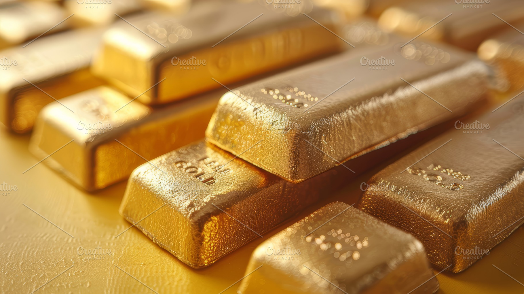 Stack of Shiny Gold Bars on Yellow Background - Financial Wealth and Investment, a Photo by AS photostudio