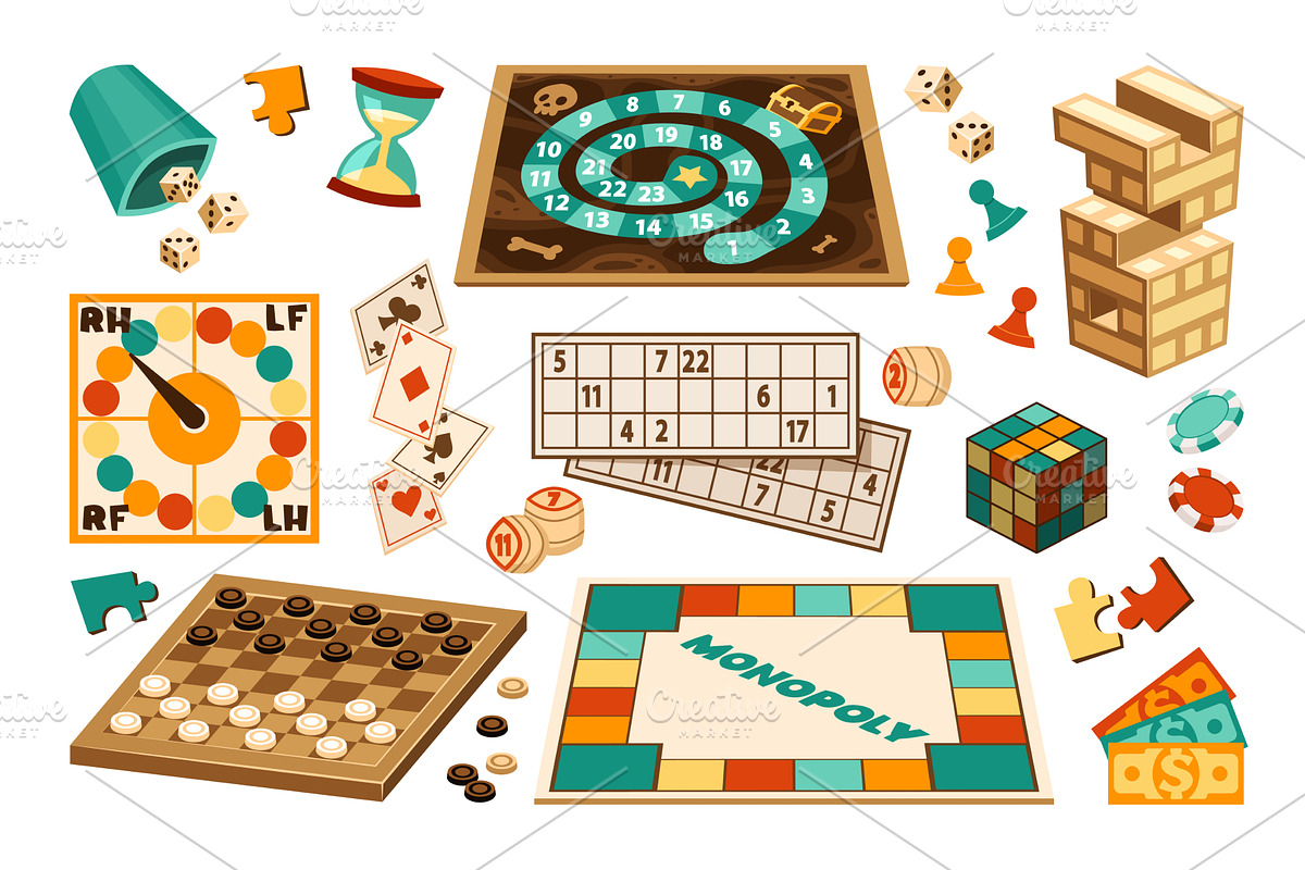 board games set. jenga, puzzle, an Object Illustration by Multigon