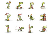 Whimsy Dino Clipart Set, an Animal Illustration by fashionaddict (Thumbnail 2 of 7)