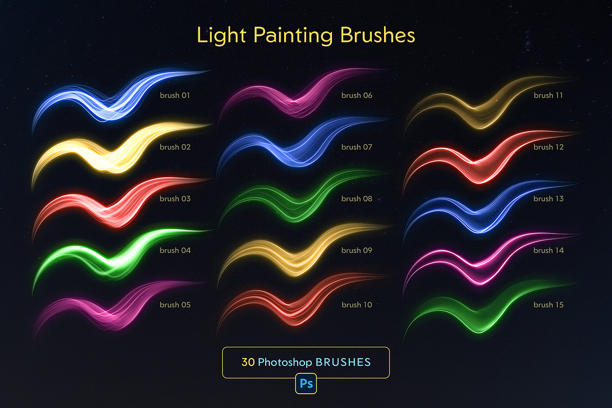 Light Painting Photoshop Brushes, a Brush Add-On by Andrew Skoch Design (Photo 3 of 11)