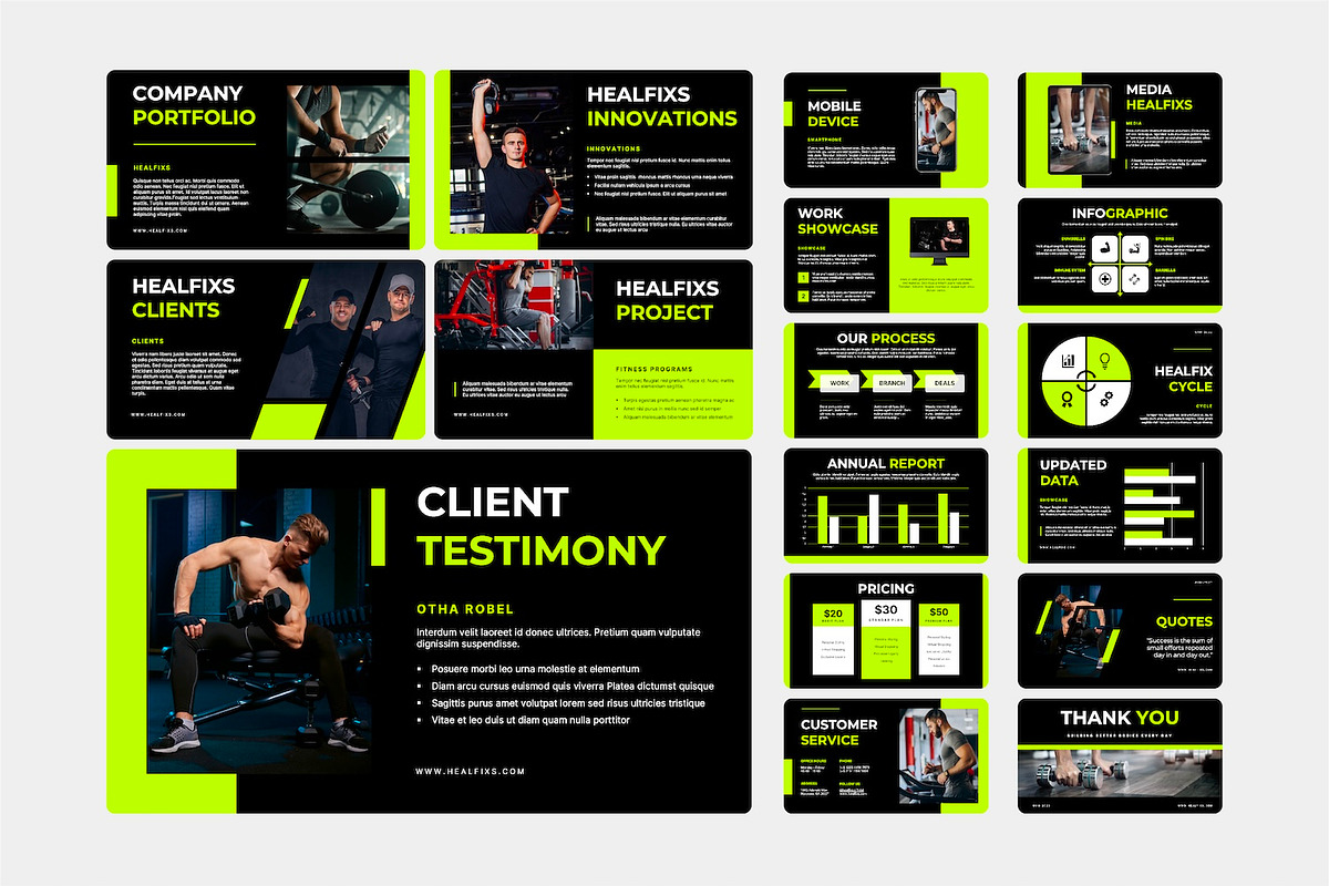 Healfixs Gym PPTX Presentation, a Presentation Template by Kren Studio (Photo 1 of 8)