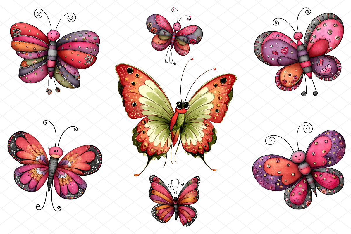 Watercolor Butterfly Clipart Bundle, an Illustration by cherrydesign (Photo 3 of 4)