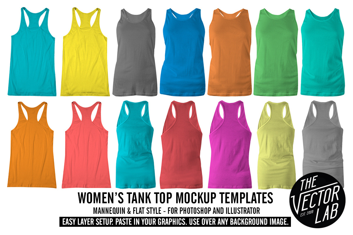 Women's Racerback Tank Top Templates, a Product Mockup by TheVectorLab (Photo 3 of 4)
