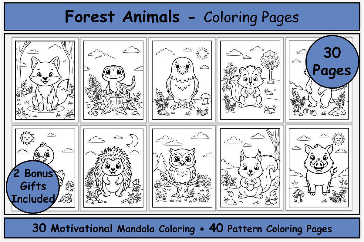 Forest Animals Coloring Pages, an Animal Illustration by Lamia Emad (Photo 1 of 5)