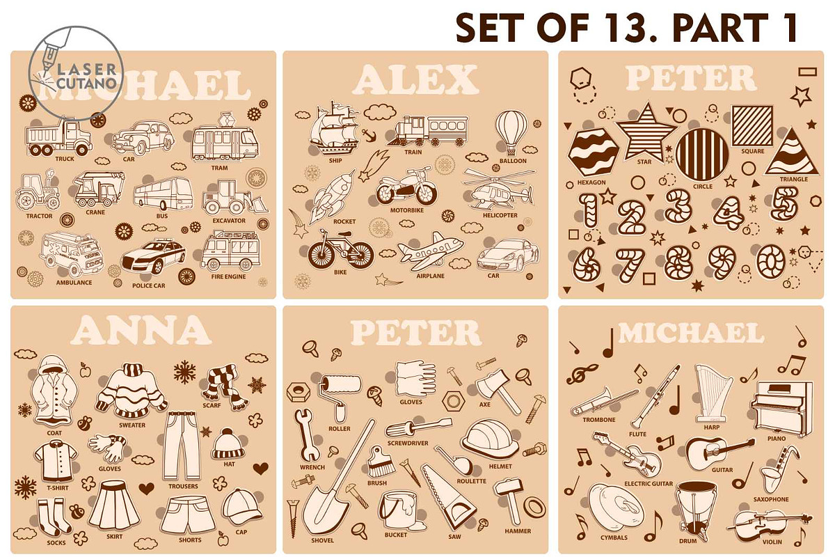 KIDS PUZZLES TEMPLATES, Cut Files, a Templates & Theme by LaserCutano (Photo 6 of 10)