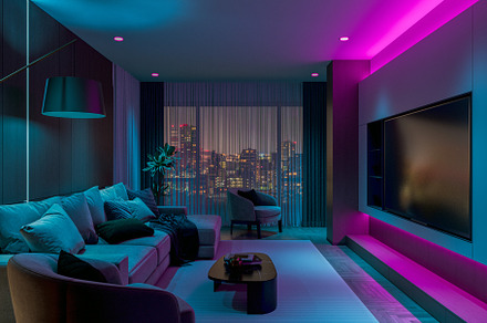 The living room with vibrant colors