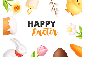 Happy Easter card with bunny, an Object Illustration by GraphiShop