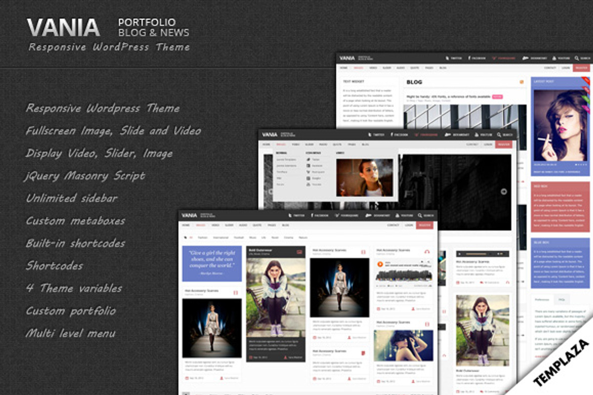 Vania - Responsive WordPress Theme, a WordPress Template by TemPlaza (Photo 1 of 5)