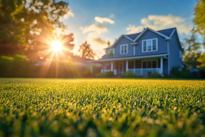 Sunlight illuminating lush lawn in a, a Photo by Iftikhar Alam