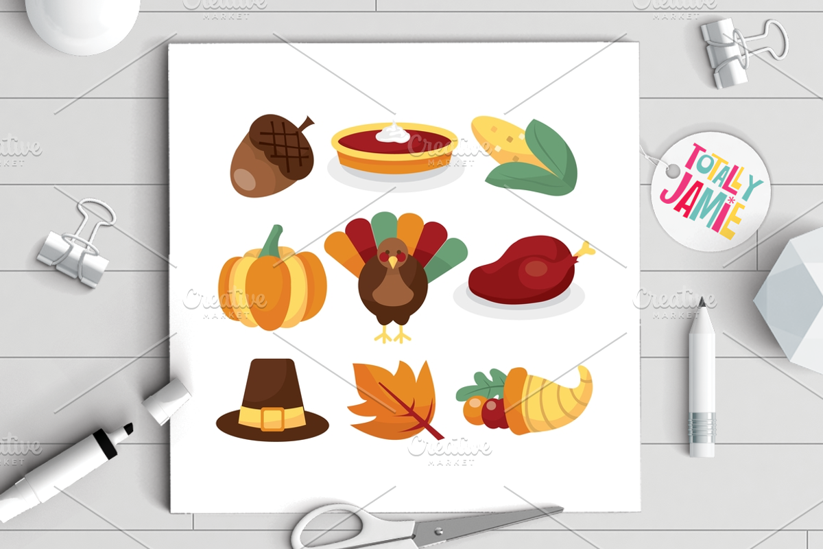 Thanksgiving Icons, a Food Illustration by totallyjamie