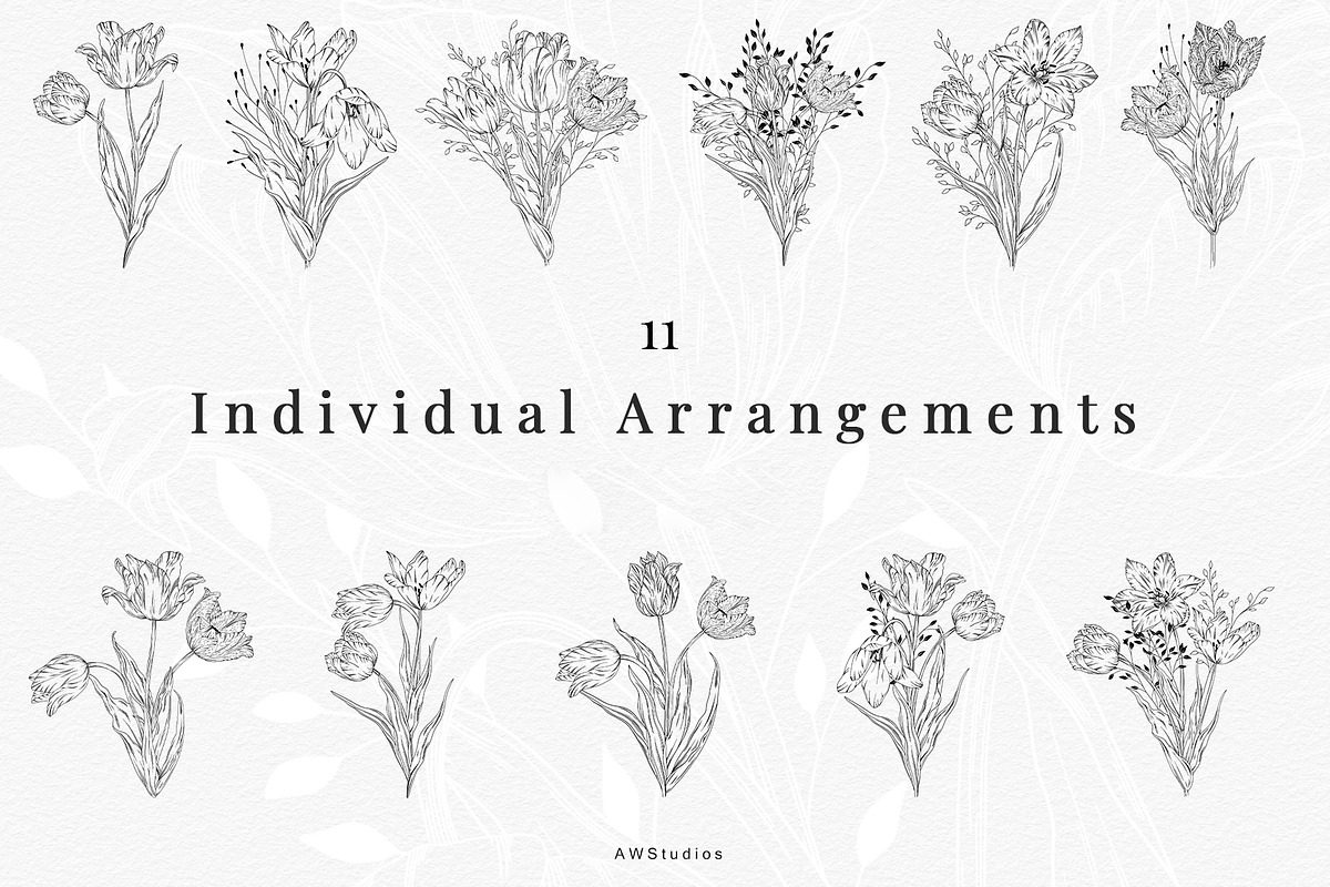 Procreate Flower Stamps Pack, a Brush Add-On by AW Studios (Photo 3 of 7)