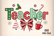Coquette Teacher Christmas png, an Illustration by DreamArtGraphic (Thumbnail 1 of 5)