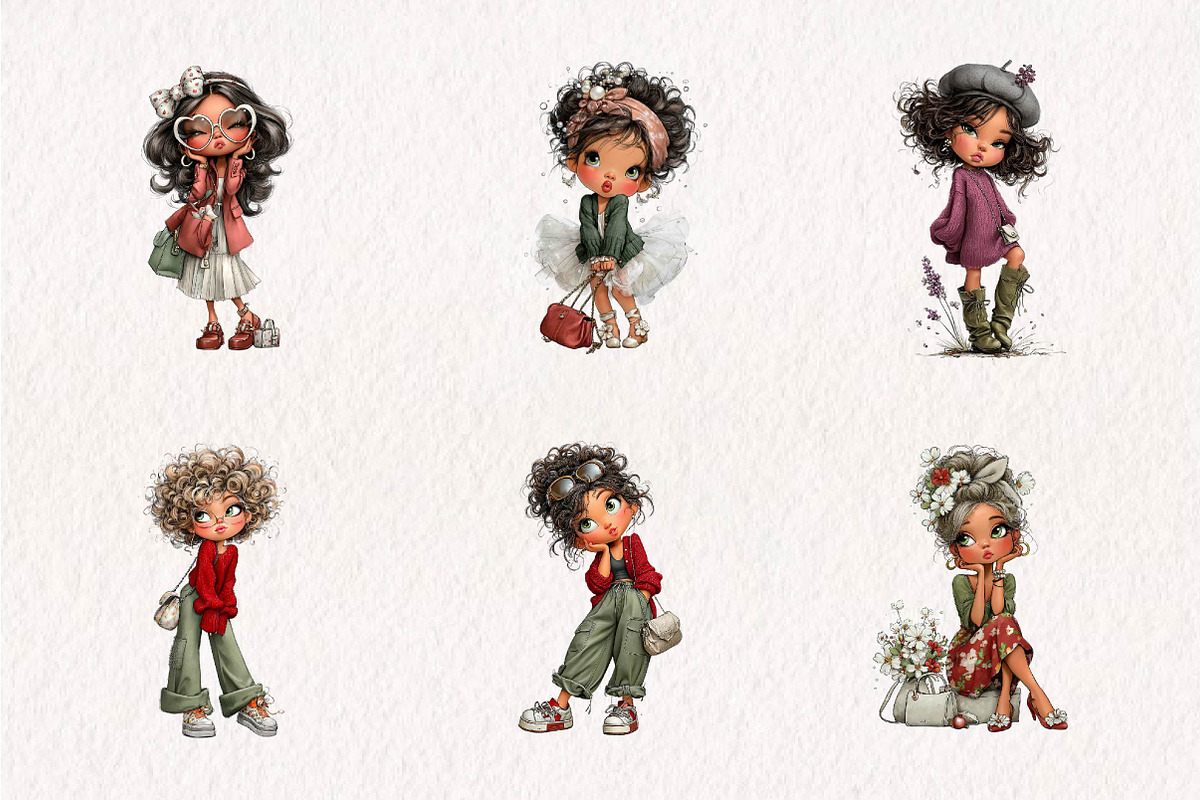Cute Fashion Girl Clipart Bundle, a Seasonal Illustration by CreationArt (Photo 2 of 7)