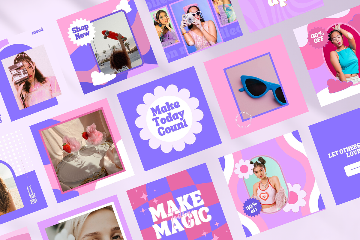 Retro Instagram Post Templates Canva, a Social Media Template by Boltik Studio (Photo 10 of 10)
