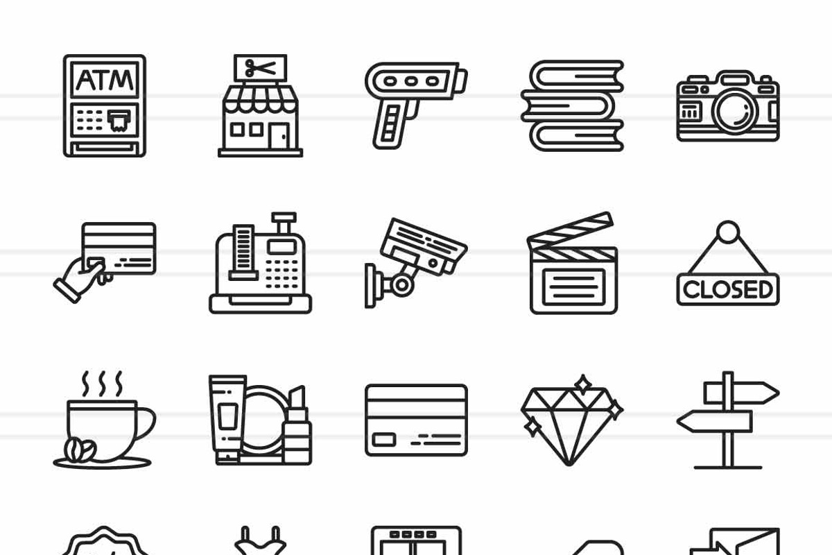 Shopping Mall Line Icons, an Icon by IconBunny (Photo 2 of 2)