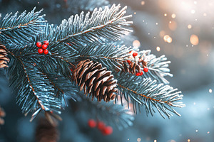 Frosted Christmas Tree Branches, a Nature Photo by Virgo Studio