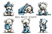 Christmas Teddy Bear Blue Clipart, an Illustration by Craft Nest (Thumbnail 5 of 9)