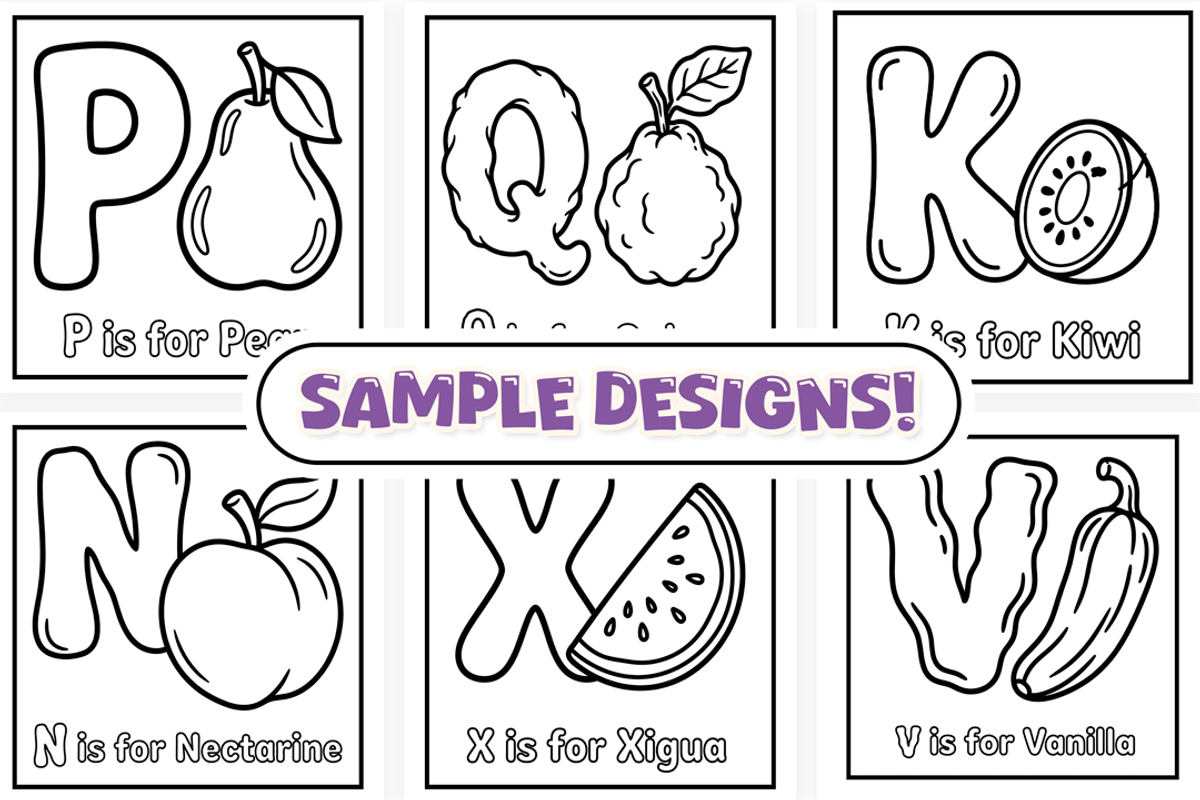 Fruit Salad ABC Coloring Book, an Education Illustration by Craftsbeefy (Photo 3 of 4)