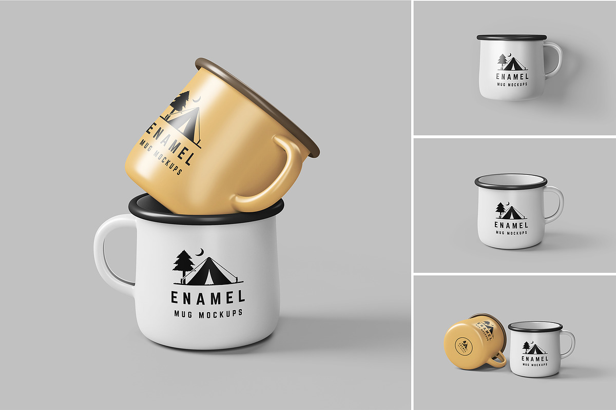 Enamel Mug Mockups, a Cups & Container Mockup by simuradi (Photo 1 of 5)