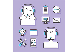 support and contact icons, a Person Illustration by studiogstock