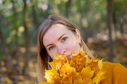 Beautiful woman in autumn park, a Person Photo by Ivanna
