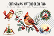 Christmas Watercolor Clipart PNG, an Illustration by Artnoy (Thumbnail 1 of 8)