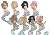 Mermaid Girls Сliparts, a Person Illustration by GlamArtZhanna (Thumbnail 4 of 4)