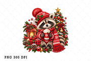 Christmas Raccoon PNG, a Seasonal Illustration by Watercolor design (Thumbnail 1 of 3)